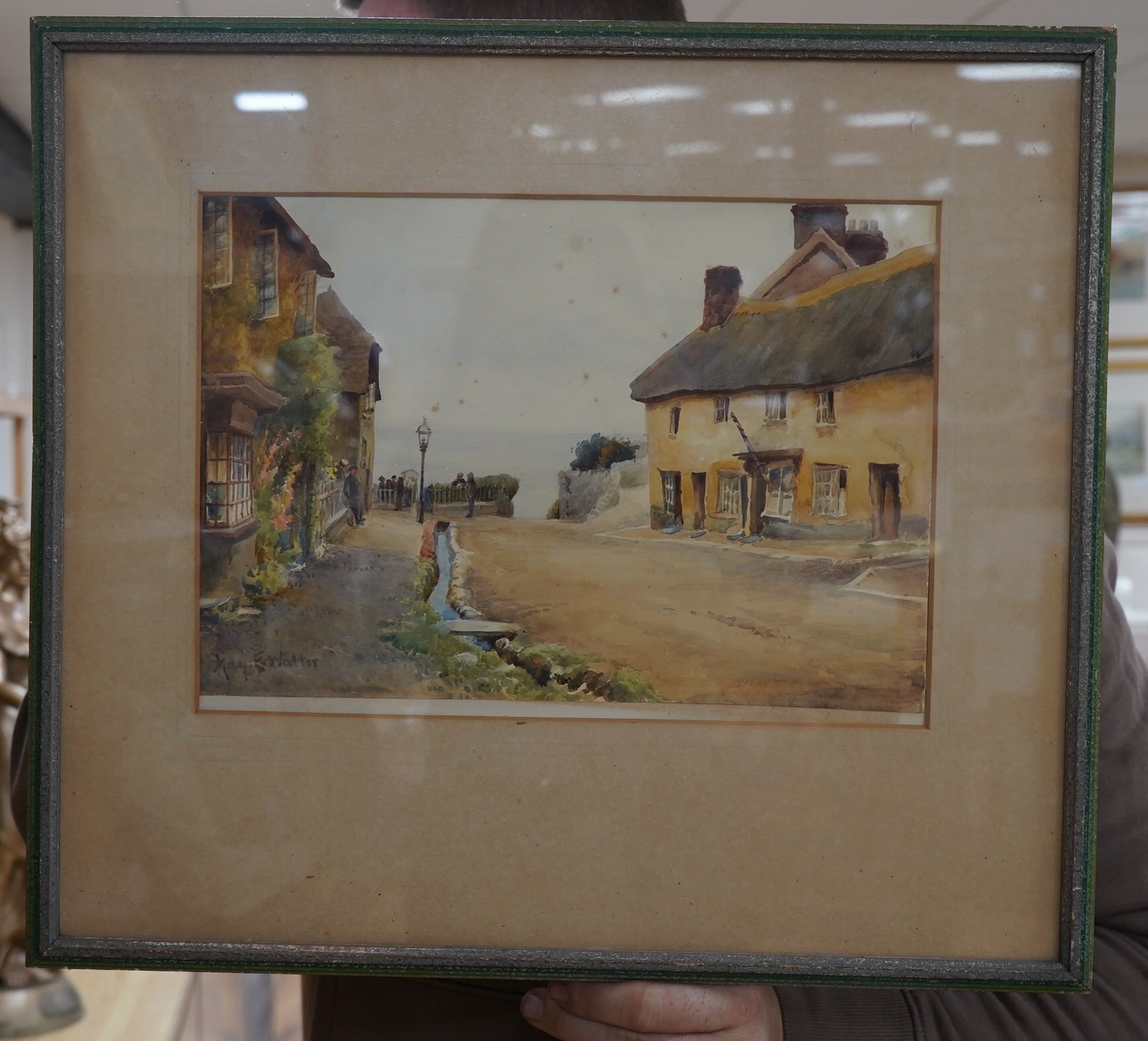 Mary E. Walter, watercolour, Cornish street scene, signed, 23 x 32cm. Condition - poor